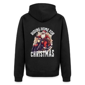Weihnachtsmann Motorrad Sonnenbrille Weihnachten - Unisex Premium Bio Zip Hoodie - Schwarz - Hinten - Nico (187cm)