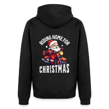 Weihnachtsmann Motorrad Sonnenbrille Weihnachten - Unisex Premium Bio Zip Hoodie - Schwarz - Hinten - Nico (187cm)