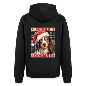 Chien Noël Joyeux Dogmes Père Noël Chapeau Laid - Veste à capuche bio Premium Unisexe - noir - Dos - Nico (187cm)