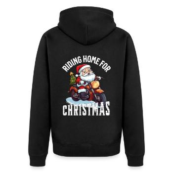 Weihnachtsmann Motorrad Sonnenbrille Weihnachten - Unisex Premium Bio Zip Hoodie - Schwarz - Hinten - Nico (187cm)