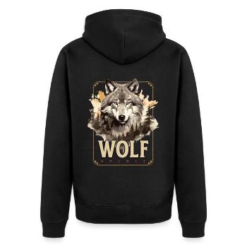 Loup tête de loup Nature nature sauvage aventure forêt Art - Veste à capuche bio Premium Unisexe - noir - Dos - Nico (187cm)