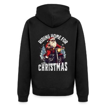 Weihnachtsmann Motorrad Sonnenbrille Weihnachten - Unisex Premium Bio Zip Hoodie - Schwarz - Hinten - Nico (187cm)