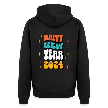 Bonne Année 2024 Réveillon du Nouvel An Célébration de la fête du Nouvel An - Veste à capuche bio Premium Unisexe - noir - Dos - Nico (187cm)