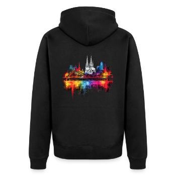 Cologne Cathédrale de Cologne Allemagne Ville Skyline Splash - Veste à capuche bio Premium Unisexe - noir - Dos - Nico (187cm)