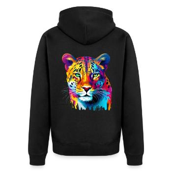 Colorful Leopard Paint Splashes Splashes of Paint - Unisex Premium Organic Zip Hoodie - black - Back - Nico (187cm)