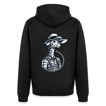 Cute Giraffe Farmer - Unisex Premium Bio Zip Hoodie - Schwarz - Hinten - Nico (187cm)