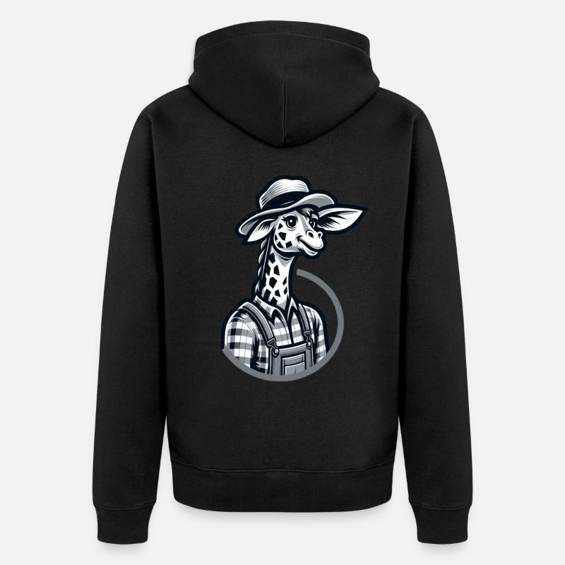 Fermier de girafe mignon - Veste à capuche bio Premium Unisexe - noir