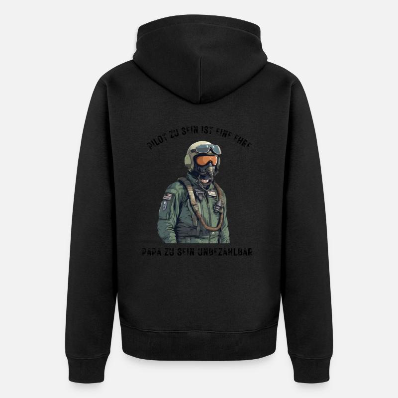 Papa Pilot Militär - Unisex Premium Bio Zip Hoodie - undefined