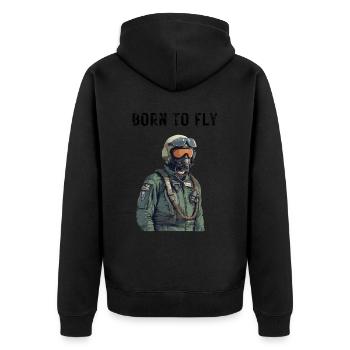 Born to Fly - Unisex Premium Bio Zip Hoodie - Schwarz - Hinten - Nico (187cm)
