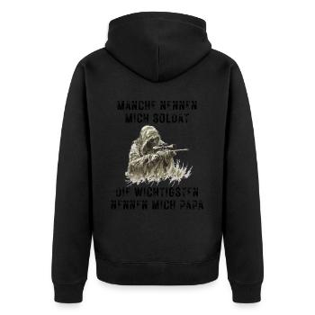 Papa soldat - Veste à capuche bio Premium Unisexe - noir - Dos - Nico (187cm)