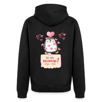 Be my Valentine ? Yes or NO - Unisex Premium Organic Zip Hoodie - black - Back - Nico (187cm)