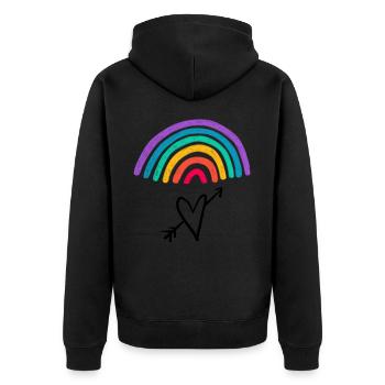 Love graphic heart with arrow rainbow - Unisex Premium Organic Zip Hoodie - black - Back - Nico (187cm)