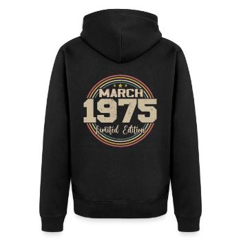 Awesome seit März 1934 Geburtstag 1934 Geschenk - Unisex Premium Bio Zip Hoodie - Schwarz - Hinten - Nico (187cm)
