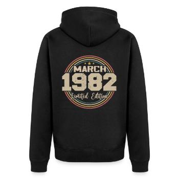 Awesome seit März 1934 Geburtstag 1934 Geschenk - Unisex Premium Bio Zip Hoodie - Schwarz - Hinten - Nico (187cm)