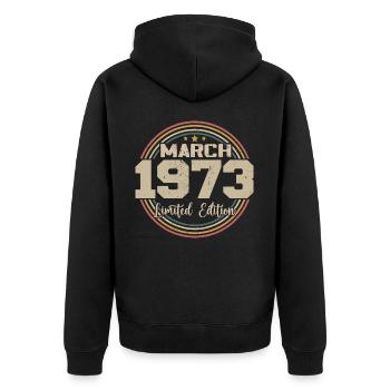 Awesome seit März 1934 Geburtstag 1934 Geschenk - Unisex Premium Bio Zip Hoodie - Schwarz - Hinten - Nico (187cm)