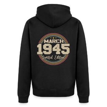 Génial Depuis Mars 1945 Anniversaire 1945 Cadeau - Veste à capuche bio Premium Unisexe - noir - Dos - Nico (187cm)