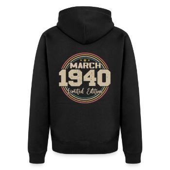 Awesome seit März 1940 Geburtstag 1940 Geschenk - Unisex Premium Bio Zip Hoodie - Schwarz - Hinten - Nico (187cm)