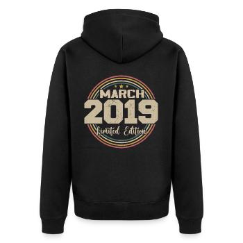 Awesome Since March 2019 Birthday 2019 Gift - Unisex Premium Organic Zip Hoodie - black - Back - Nico (187cm)