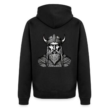 Proud Viking Warrior Germanic - Unisex Premium Organic Zip Hoodie - black - Back - Nico (187cm)