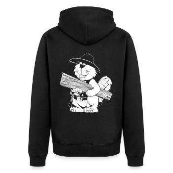 Caricature de charpentier - Veste à capuche bio Premium Unisexe - noir - Dos - Nico (187cm)