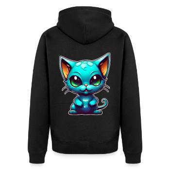Chat extraterrestre mignon - Veste à capuche bio Premium Unisexe - noir - Dos - Nico (187cm)