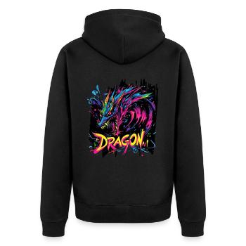 Dragon Fantasy Magic Mysticism Mythology Creature - Unisex Premium Organic Zip Hoodie - black - Back - Nico (187cm)