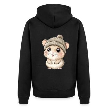 Hamster mignon mignon bébé enfants animal dessin animé - Veste à capuche bio Premium Unisexe - noir - Dos - Nico (187cm)