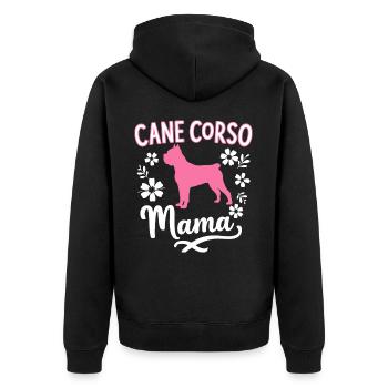 Cane Corso Hund - Unisex Premium Bio Zip Hoodie - Schwarz - Hinten - Nico (187cm)