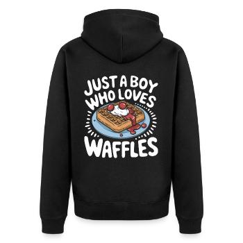 Waffeln Frühstück Süßigkeiten - Unisex Premium Bio Zip Hoodie - Schwarz - Hinten - Nico (187cm)
