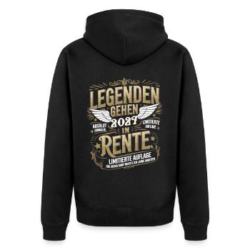 Legenden Gehen 2027 In Rente - Unisex Premium Bio Zip Hoodie - Schwarz - Hinten - Nico (187cm)
