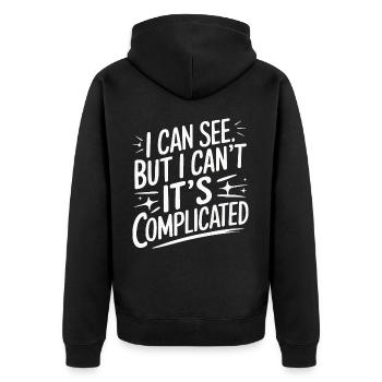 Blinde Blindheit Sehbehinderte Menschen - Unisex Premium Bio Zip Hoodie - Schwarz - Hinten - Nico (187cm)