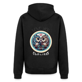 Hiboux mon hibou de la Saint-Valentin - Veste à capuche bio Premium Unisexe - noir - Dos - Nico (187cm)