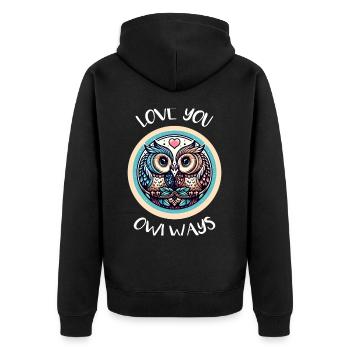 Hiboux mon hibou de la Saint-Valentin - Veste à capuche bio Premium Unisexe - noir - Dos - Nico (187cm)