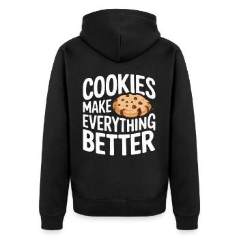 Cookies Cookie Keks Kekse Schokolade - Unisex Premium Bio Zip Hoodie - Schwarz - Hinten - Nico (187cm)