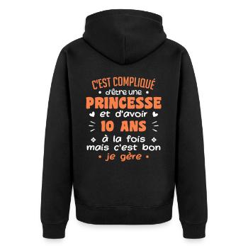 Woman Princess Birthday 10 Year Old - Unisex Premium Organic Zip Hoodie - black - Back - Nico (187cm)