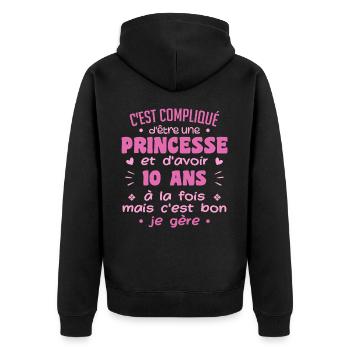 Woman Princess Birthday 10 Year Old - Unisex Premium Organic Zip Hoodie - black - Back - Nico (187cm)