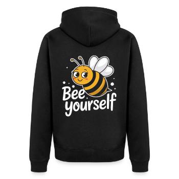 Honigbiene Imker Bienen Biene - Unisex Premium Bio Zip Hoodie - Schwarz - Hinten - Nico (187cm)