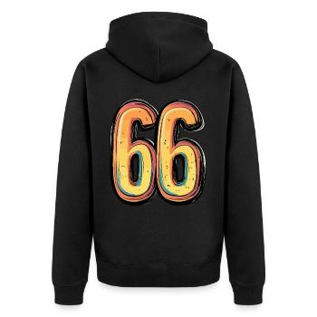 66 Nombre Coloré - Veste à capuche bio Premium Unisexe - noir - Dos - Nico (187cm)