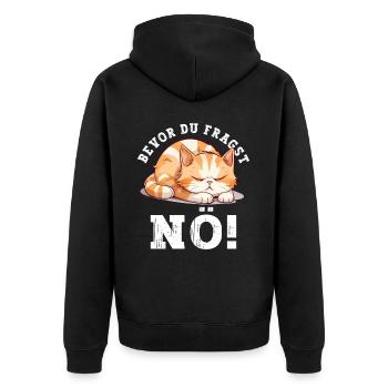 Before You Ask Nope No Cat Funny Saying Humor - Unisex Premium Organic Zip Hoodie - black - Back - Nico (187cm)