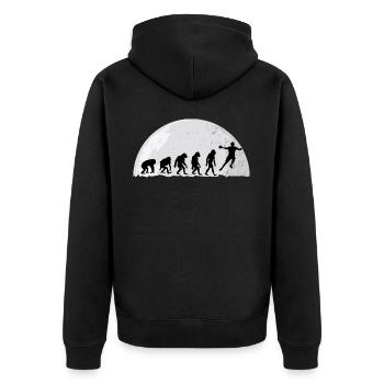 Handball Evolution Handballer Ballsport Handballsp - Unisex Premium Bio Zip Hoodie - Schwarz - Hinten - Nico (187cm)