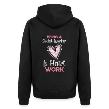 Sozialarbeiterin zu sein ist Herzarbeit für einen Sozialarbeiter - Unisex Premium Bio Zip Hoodie - Schwarz - Hinten - Nico (187cm)