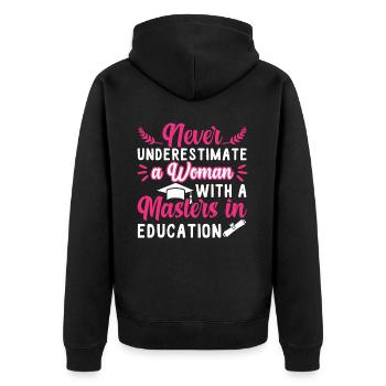 Master-Abschluss in Pädagogik Abschluss - Unisex Premium Bio Zip Hoodie - Schwarz - Hinten - Nico (187cm)