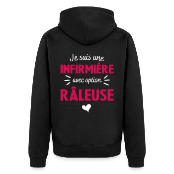 Infirmière Option Râleuse Cadeau Femme - Veste à capuche bio Premium Unisexe - noir - Dos - Nico (187cm)