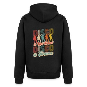 Disco ist nicht tot Disco ist für immer - Unisex Premium Bio Zip Hoodie - Schwarz - Hinten - Nico (187cm)