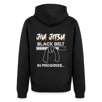 Black Belt Bjj Trainer - Unisex Premium Organic Zip Hoodie - black - Back - Nico (187cm)