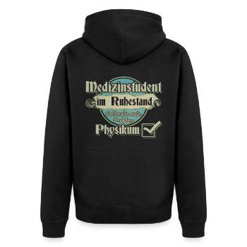 Medizinstudent Physikum - Unisex Premium Bio Zip Hoodie - Schwarz - Hinten - Nico (187cm)