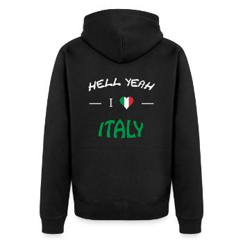 i love italy - Unisex Premium Bio Zip Hoodie - Schwarz - Hinten - Nico (187cm)