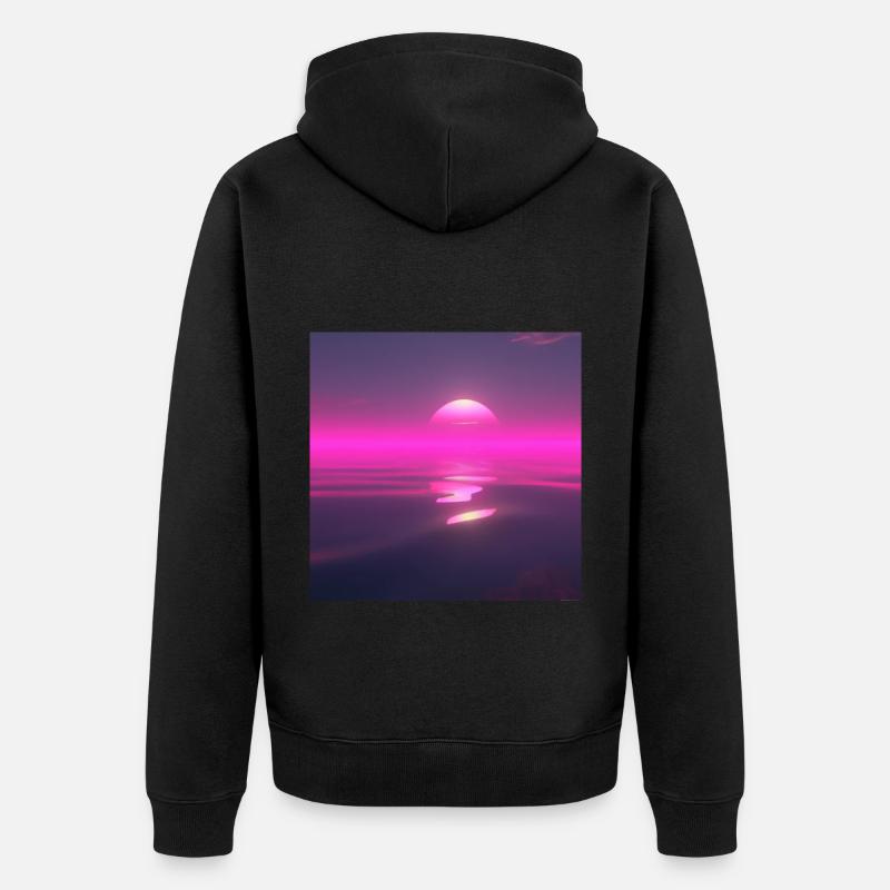 Coucher de soleil rétro - Veste à capuche bio Premium Unisexe - noir