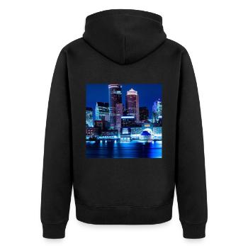 L’horizon de la grande ville la nuit - Veste à capuche bio Premium Unisexe - noir - Dos - Nico (187cm)