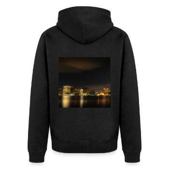 L’horizon de la grande ville la nuit - Veste à capuche bio Premium Unisexe - noir - Dos - Nico (187cm)